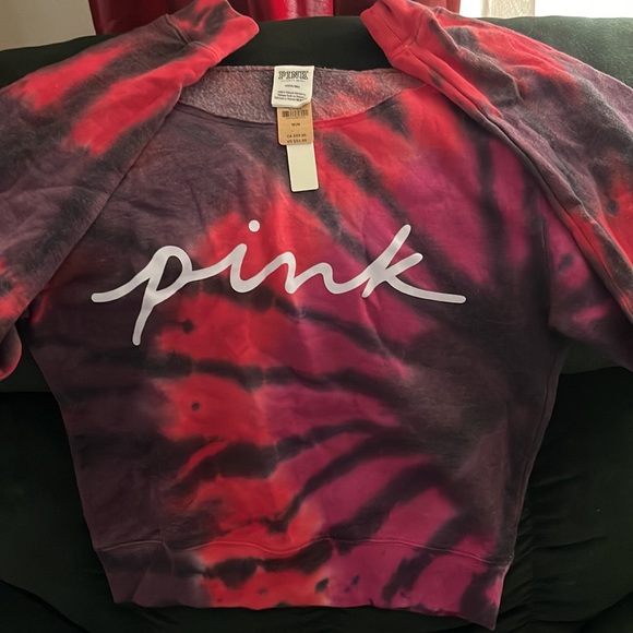 PINK brand tie dye crop off shoulder sweatshirt, new with tags! - Picture 3 of 5